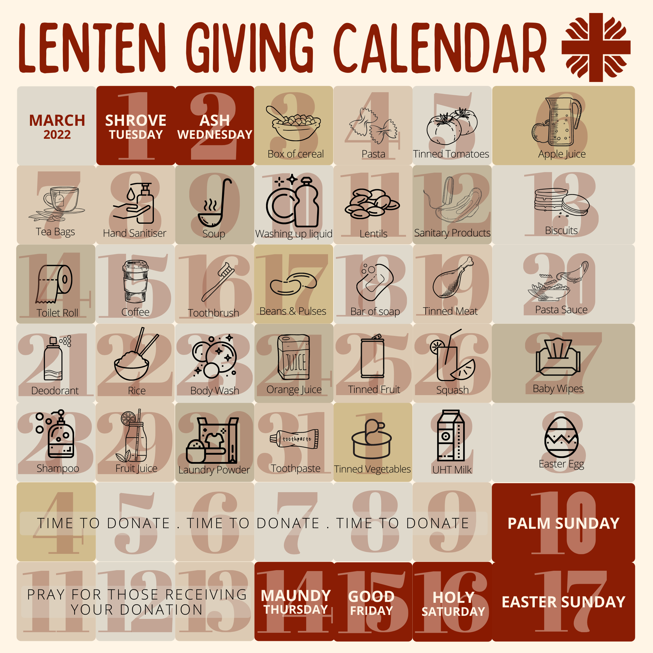 Lenten Giving Calendar Caritas Diocese of Brentwood
